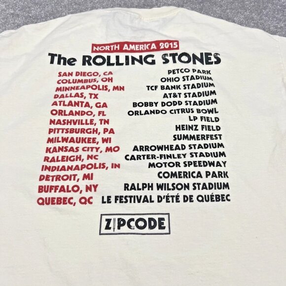 The Rolling Stone Zip Code T-Shirt Men's XL 2015 Pullover Double Sided Beige - Picture 7 of 10
